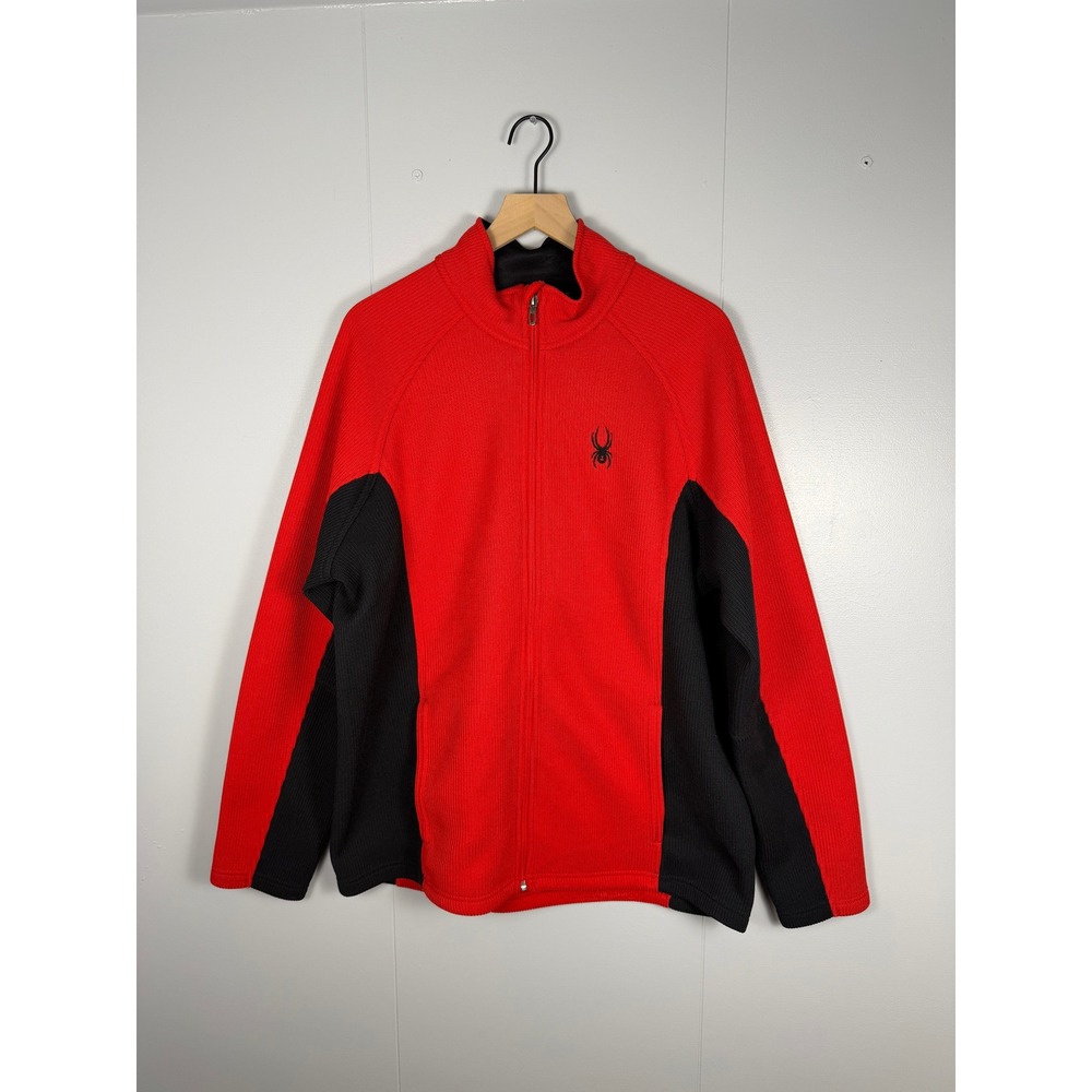 SPYDER Full Zip Gorpcore Jacket Mens XL Red Fleece Lined Colorblock Athleisure